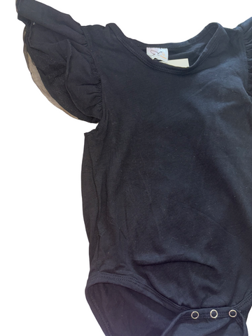 Black Short Sleeve Tulle Flutter
