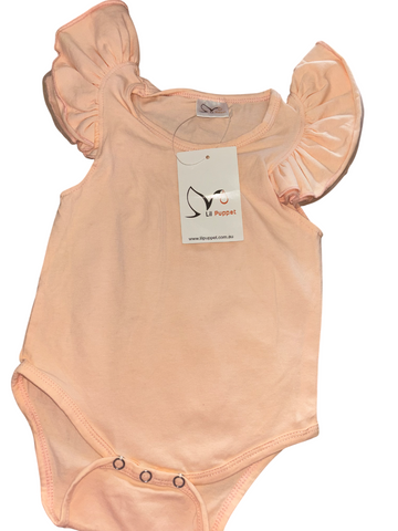 Peach Tulle Flutter Romper