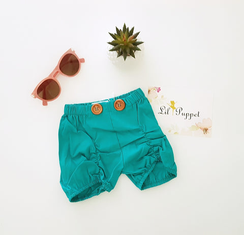 Teal Button shorts