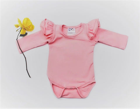 Pink Long Sleeve Tulle Flutter